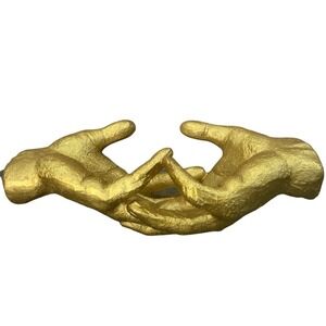 Gold Interlocking Hands Sculpture Tabletop Decor Modern Art Accent Piece
